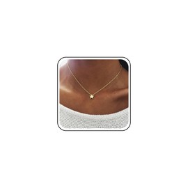 Aneneiceera Boho Star Short Necklace Gold Choker Chain Tiny Star Drop Pendant Wedding Necklace Dainty Charm Fashion Jewelry Gift for Women and Girls