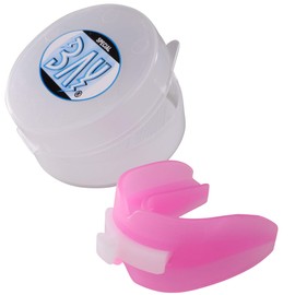 BAY® CE double pink sports mouth guard with hygiene box box, CE tested, mouth guard, juniors, seniors, with German instructions, double top and bottom upper and lower jaw