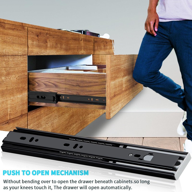 YENUO Push to Open Drawer Slides Full Extension Rail 12