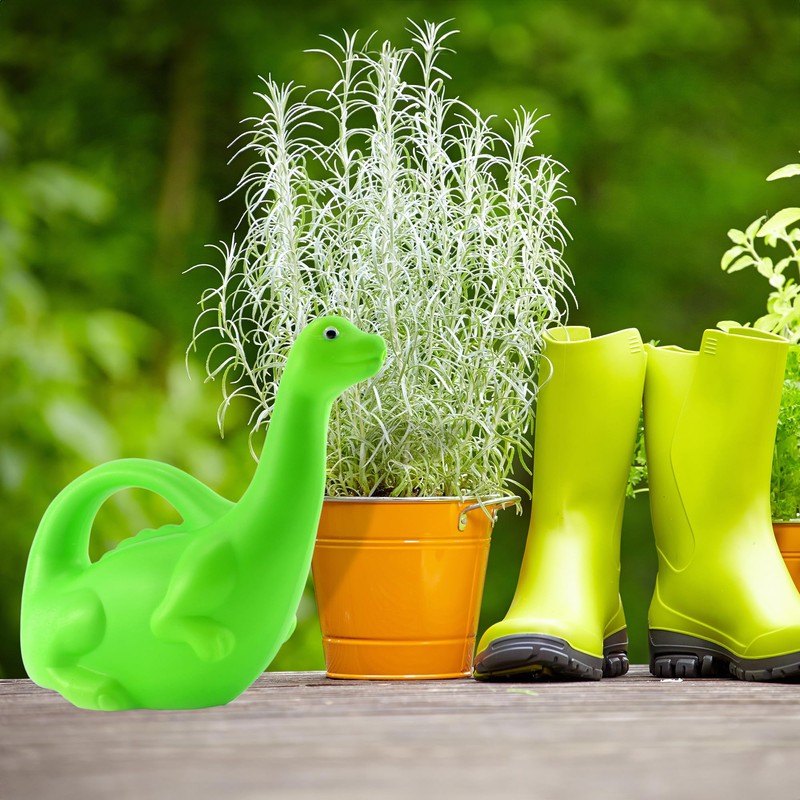 Cornucopia Brands Green Dinosaur Watering Can; Novelty Plastic Waterer Toddler-Friendly
