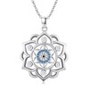 Midir & Etain Evil Eye/7 Chakra Flor de la Vida Collar de Plata de Ley 925 Mandala Colgante Collar de Protección Joyería Regalos de Meditación para Mujeres y Hombres, 22*22 mm, Plata esterlina, Sin