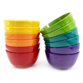 KX-WARE Melamine Bowls set - 28oz 6inch 100% Melamine Cereal/Soup/Salad Bowls, Set of 12 in 6 Assorted Colors | Shatter-Proof and Chip-Resistant Dishwasher Safe, BPA Free