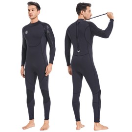 Men Wetsuit Neoprene Wet Suit - 3mm Thermal Scuba Gear Back Zip Ultra Stretch Black Swimsuit Long Sleeve Full Body Warm Women Diving Suits for Snorkeling Swimming Outdoor Water Sports Diver S