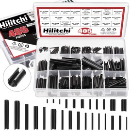 Hilitchi 405Pcs Black Roll Pin Assortment Set, M1.5 M2 M2.5 M3 M4 M5 M6 M8 M10 27 Sizes Spring Steel Pin Metal Hardware Assortment Kit, Slotted Spring Pins Spring Dowel Tension Roll Pin