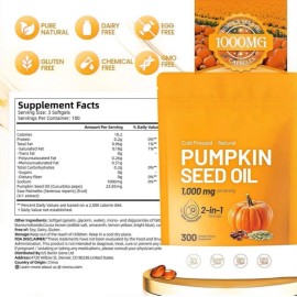 2*300 Pills Pumpkin Seed Oil Saw Palmetto 3000 mg Bladder Health, Immune Support