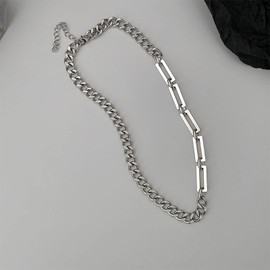 TseenYi Punk Necklace Silver Chunky Chain Necklace Paperclip Choker Neckalce Chain Minimalist Chain Necklace Jewelry for Women and Girls Gifts