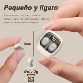 Lotfits Audífonos Bluetooth 5.3 Invisibles Para Trabajo Y Sueño Auriculares intraurales ultra pequeños inalámbricos invisibles más pequeños auriculares Bluetooth Color Beige SK19