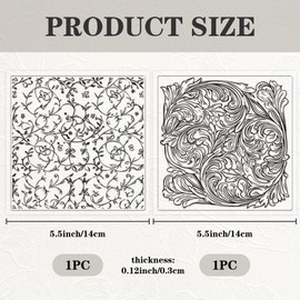 CRASPIRE 2PCS Polymer Clay Texture Sheets Silicone Texture Stamp Vine Vintage Floral Silicone Polymer Stamp Sheet Modeling Pattern Pad for Pottery Earrings Jewelry Making DIY Crafts
