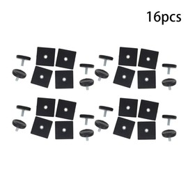 MroMax 16 Sets Adjustable Leveling Feet 50 x 50mm Plastic Metal Square Tube Insert Kit M8 Thread Glide Leveler for Home Office Table Desk Leg Black