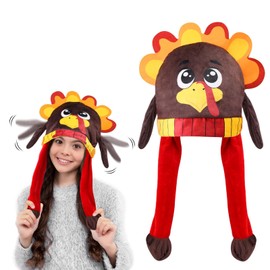 Thanksgiving Turkey Hat Movable Wings Turkey Head Costume Hat Thanksgiving Turkey Funny Novelty Accessories for Trot Dress Up Party Role Play Carnival Cosplay Thanksgiving Dress Up Cosplay