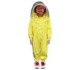 Luwint Kids Beekeeping Suits - Children Full Body Cotton Beekeeper Suit with Ventilated Fencing Veil Hood (3.9ft Height)