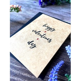The Little Gem Company - Handmade Valentines Card - Happy Valentines Day - Tan Card. Perfect for Valentines Day. Boyfriend | Girlfriend | Partner | Husband | Wife