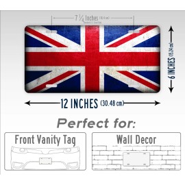 SignsAndTagsOnline English Union Jack Flag Weathered Metal License Plate Great Britain England Flag