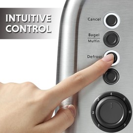 BUYDEEM BUYDEEM DT620 2-Slice Toaster, Extra Wide Slots, Retro Stainless Steel with High Lift Lever, Bagel and Muffin Function, Removal Crumb Tray, 7-Shade Settings,Stainless Steel