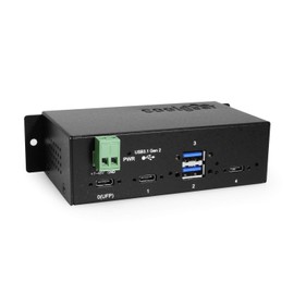 4 Port Industrial USB 3.2 Gen 2 Type-C Hub w/Screw-Locking Ports & Status LEDs