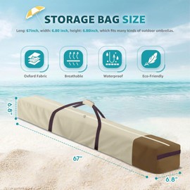 boyspringg Patio Umbrella Storaeg Bag 67 Inch Waterproof, Outdoor Hammock Umbrella Storage Carrying Bag with Zipper and Handle.