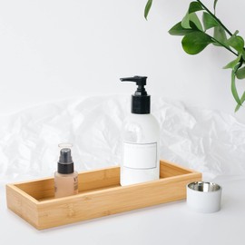 Bamboo Bathroom Tray, Bathroom Vanity Tray, Bathroom Trays for Counter, Toilet Tank Tray, Toilet Basket for Organizing (11.8 x 4.5 x 1.6 inch)