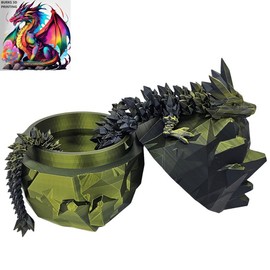 XXL Transition Crystal Dragon with Matching Eggs, Almost 30 Inches, 3D Printed Desk Fidget, Fully Articulated Dragon, Sensory Gift Idea for Men or Women:_Gold & Black_Dragon ONLY