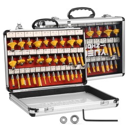 Yueqing Zhongji Router Bit Set of 35 Pieces Router bits 1/2 Inch Shank 35pcs Expert Router Bit Kit C3 Alloy Blade Router bits for Precision Carving and Versatile Applications