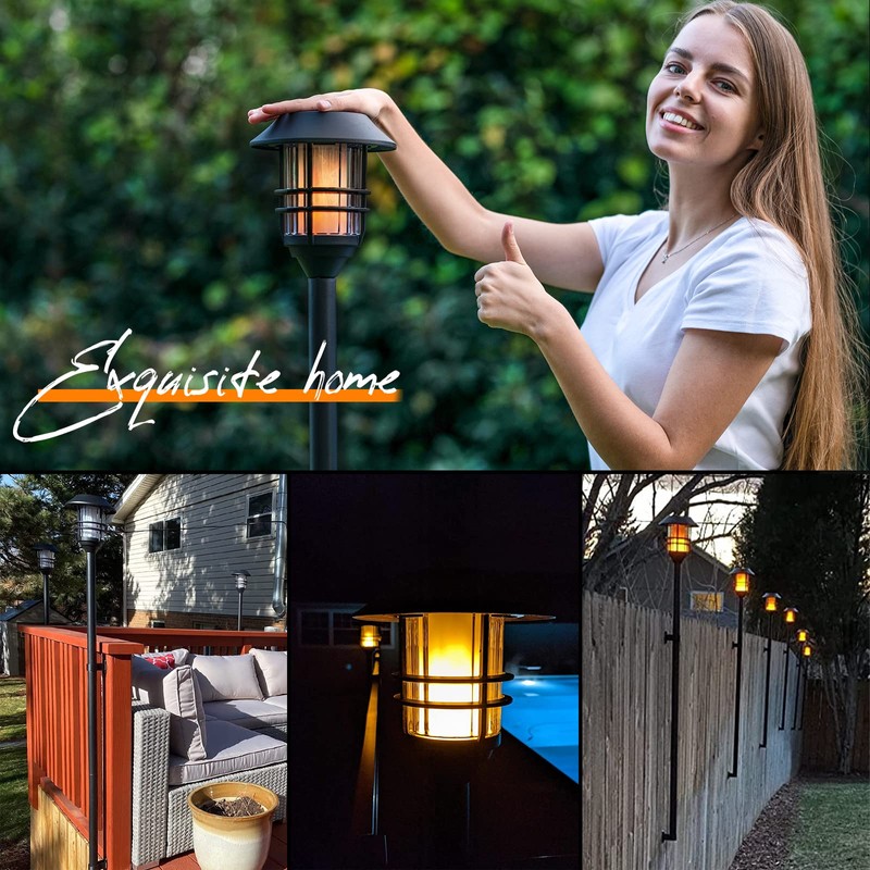 ZOOHAR Solar Outdoor Lights,Extra-Tall Solar Torches with Flickering Flame 2-Pack