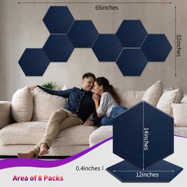 Mollywell Hexagon Acoustic Panels, High Density, Soundproofing, Decorative Noise Reduction Felt Wall Tiles for Ceilings, Home Office & Gaming Room (Deep Blue), 14×12×0.4 Inch