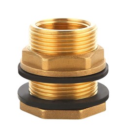 Brass Water Butt Feed-Through Ig G1 (Diameter 30.5 mm) x AG G1 1/4 Inch Diameter 41.3 mm Including Seal, Container Screw Connection for Containers Tanks Barrels with 2 Rubber Seals for Tap