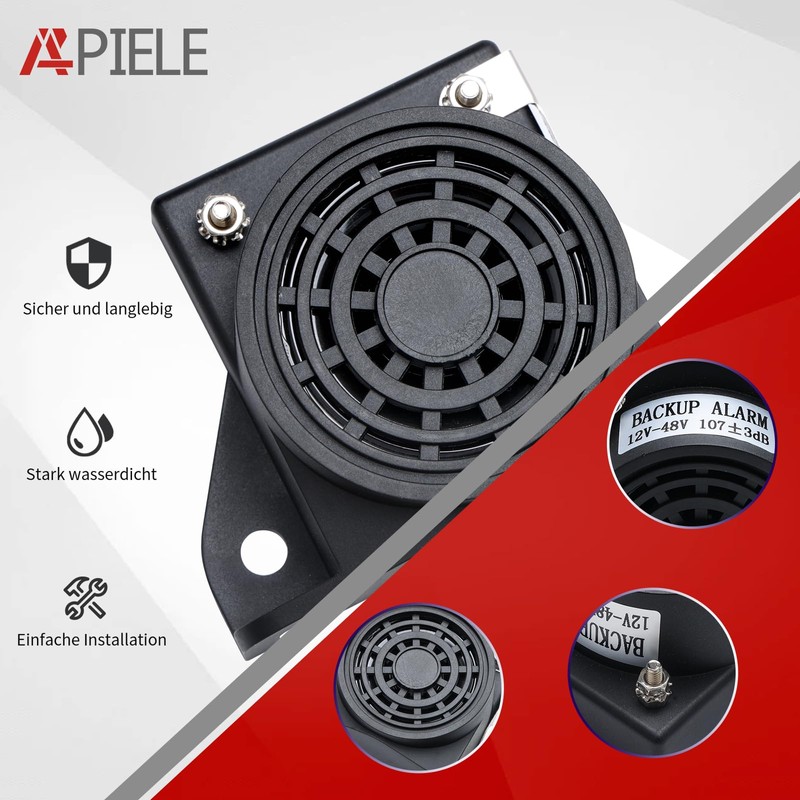APIELE Truck Reverse Alarm 12V-48V 107±3DB, Waterproof Reversing Alarm for