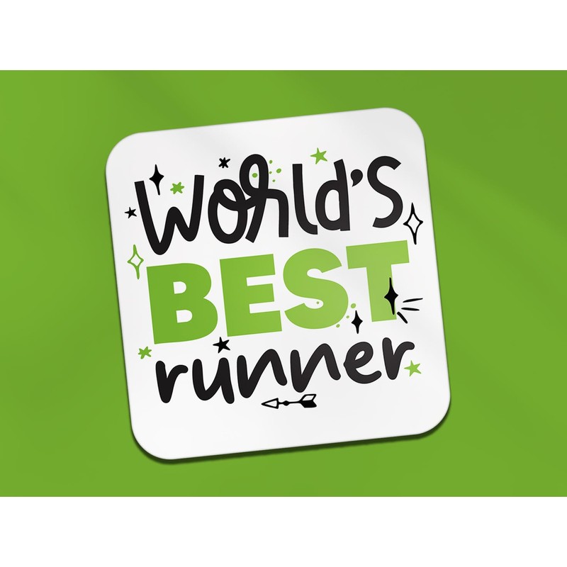 World's Best Runner Square Coaster - Running Sport Fan Hobby