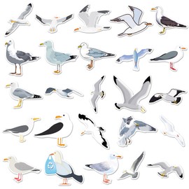 Seagull Stickers for Laptop (50 Pieces), Gift for Children, Teenagers, Adults, Boys, Sea Whales, Waterproof Vinyl Stickers for Scrapbooking, Skateboard, Car, Luggage