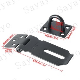 Sayayo Door Hasp Latch Lock 3 Inch with Padlock, SUS304 Stainless Steel Padlock Latch, Matte Black Door Lock Latch for Barn Door, Cabinet or Drawer