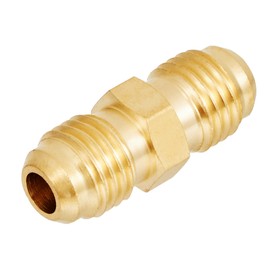 Brass Tube Coupler Pipe Flare Fitting 1/4 Inch Male Flare x 1/4 Inch Male Flare Union Connector Gas Adapter 2pcs (1/4 x 1/4)