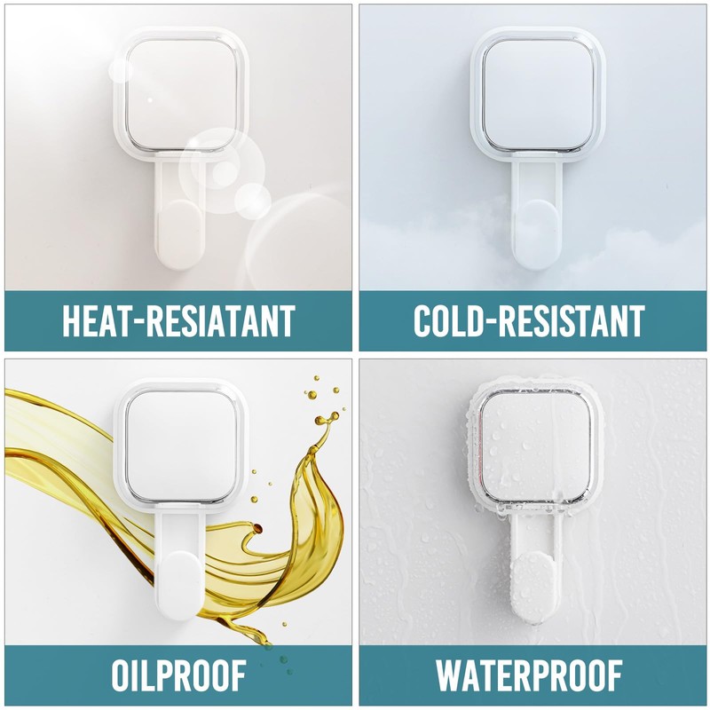 TAILI Heavy Duty Suction Cup Shower Hooks 4 Pack, Damage-Free
