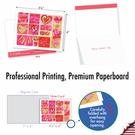 The Best Card Company 10 Assorted Mother's Day Notecards Bulk Box Set 4 x 5.12 Inch with Envelopes (10 Designs, 1 Each) Art Hearts AM6725MDG-B1x10