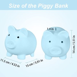 Piggy Bank for Kids Boys Girls,Cute Blue Coin Money Bank Plastic Unbreakable,Saving Coin Pot with Bottom Rotating Lid for Nursery Decor Keepsake,Gift for Kids