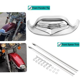 Unbranded Chrome Front Fender Tip & Spear Trim For Harley Road King Heritage Softail FLSTN