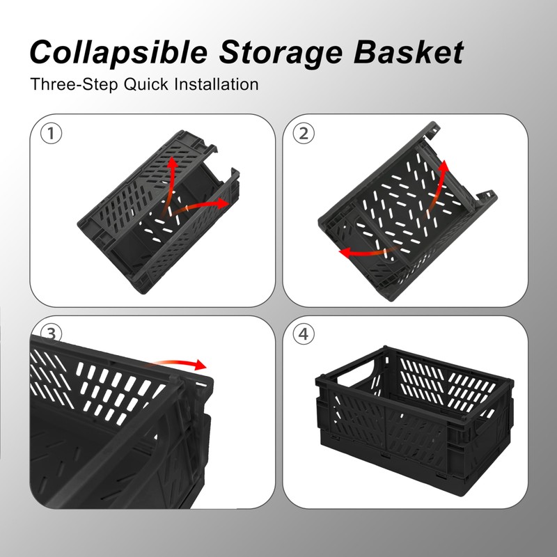 2 Pack Mini Foldable Small Plastic Baskets for Organizing and
