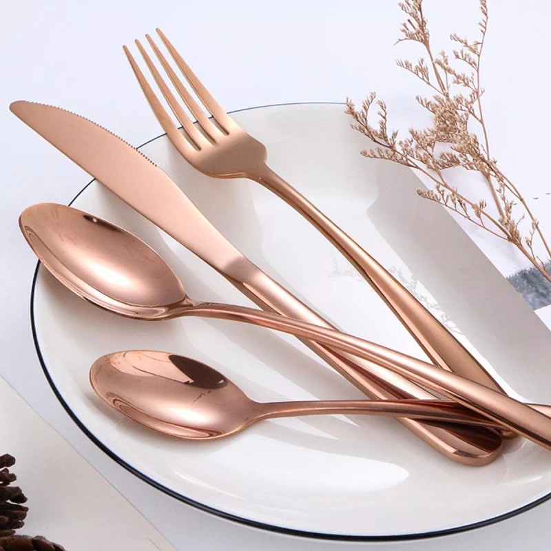 KASABLANCA Juego De Cubiertos De Acero Inoxidable Rosa 16 Pzas