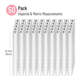 Mr. Pen- Plastic Ruler, 12 Inch, 50 Pack, Metric & Imperial, Clear Ruler Set, Clear Ruler 12 Inch Ruler Bulk, Plastic Ruler 12 Inch, Plastic Rulers 12 Inch Bulk, Rulers for Kids Bulk