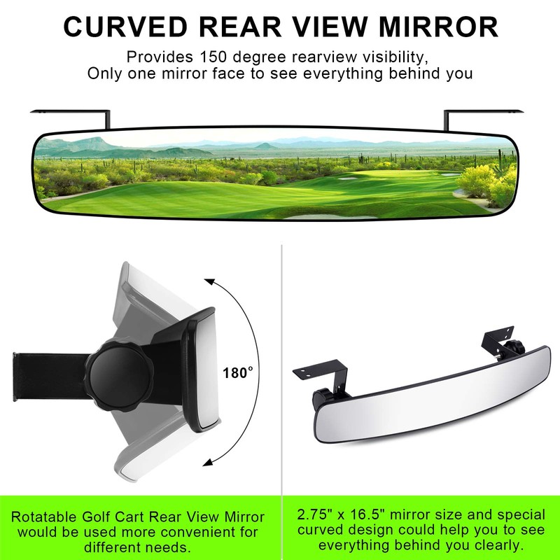 BETOOLL 16.5" Golf Cart Rear View Mirror Fits for EZGO,