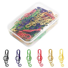 TNSLAND Pack of 50 Metal Paper Clips with Transparent Box Metal Colourful Design Paper Clips Large Bookmarks Music Gifts for Office, School, Notebook, Gifts, Memo