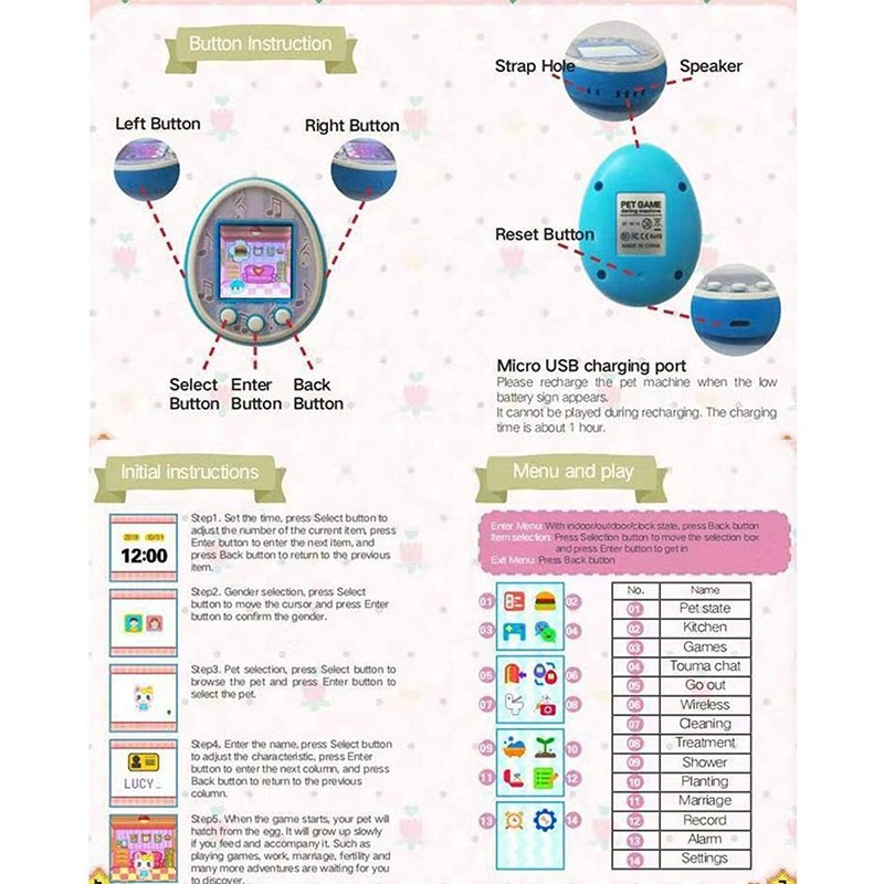 Virtual Pet Toy for Children Pet Game Console Handheld for
