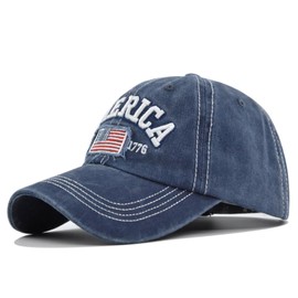 Cot-Oath - Gorra de béisbol para hombre y mujer, sombrero de bandera americana, unisex ajustable, sombrero de camionero retro, marino, One Size