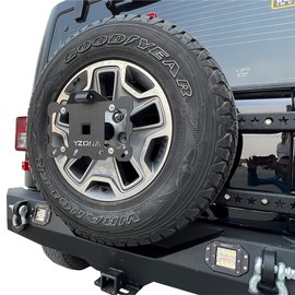 YZONA Spare Tire License Plate Frame with LED Light Compatible with 1987-2018 Jeep Wrangler JK JKU & TJ & YJ, Licence Bracket Holder Relocation Mounting Rear Plates Frames (2/4 Door, Black)