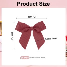 MECCANIXITY 24Pcs Premade Mini Grosgrain Ribbon Bow 2" Self Adhesive Tape Satin Ribbon Bows for DIY Craft Gift Wrapping Wedding Birthday Party Decorations Deep Red