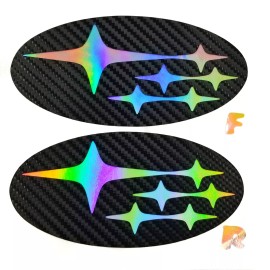 JDMFV Psychedelic Silver Oil Slick Carbon Fiber EMBLEM Overlays Badge for (2018 BRZ)