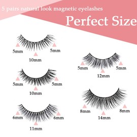 Magnetic Eyelashes with Eyeliner Kit,3D Upgraded Magnetic Eyelashes Kit with 5 Pairs Reusable False Eyelashes Natural Look, Tweezers and Eyeliner- Easy to Wear