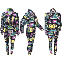 EOSIEDUR Women's Two Piece Outfits Zip Tops Jacket and Elastic Waistband Pants Women Sweatsuit Tracksuit Sets, 90s XXL