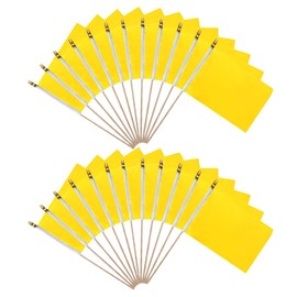 20 Packs Yellow Small Flags on a Wooden Sticks Hand Waving Flag Hand Held Small Flag Mini Solid Flag Small DIY Mini Flags On Stick Party Garden Decorations Outdoor Decorations 14 * 21cm/5.5 * 8.2in