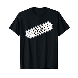 Im Ok Bandaid Minimal Blackwork T-Shirt