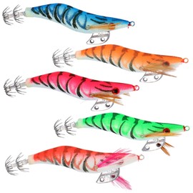BESPORTBLE 11g 8.5cm Realistic Luminous Shrimp Fishing Lures Set of 5 Plastic Hooks for Saltwater and Freshwater Fishing